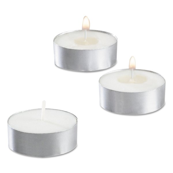 Sterno Tealight Candle, 5 Hour Burn, 0.5"h, White, PK500 STE 40100